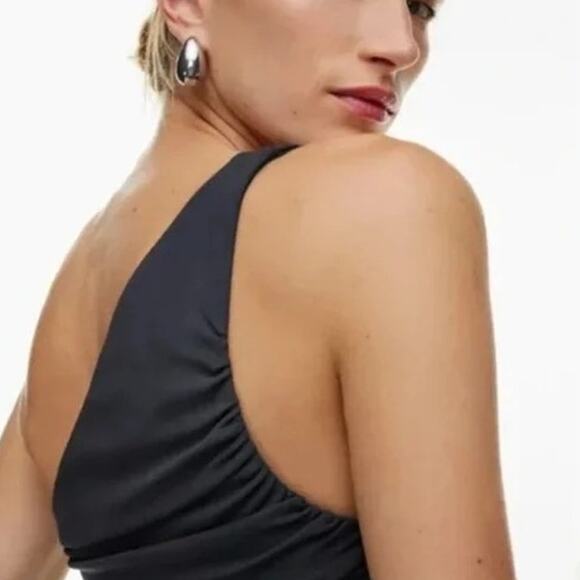 TEN BABATON Aritzia Veritgo Midi Body Hugging One Shoulder Dress Sz 2XS Black - Picture 2 of 9